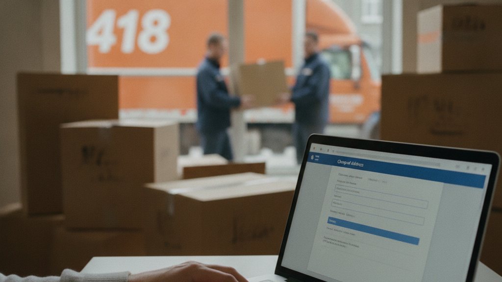 Personne remplissant un changement d’adresse en ligne après un déménagement à Québec